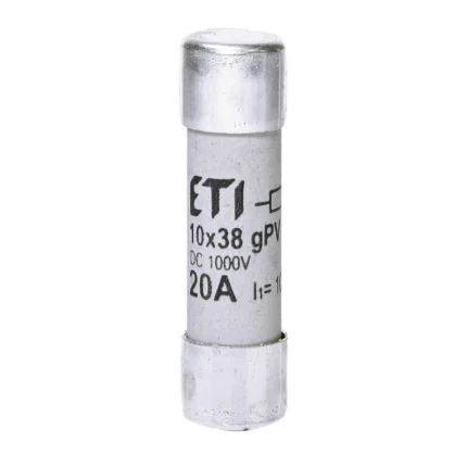Siguranță fuzibilă cilindrică DC 20A/1000V CH,10×38, gPV, ETI