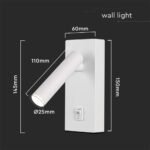 2W LED Spot Pătrat Montaj pe Perete Cu Întrerupător 3000K Corp Alb - Image 4
