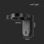 5W LED Lampă de Perete 3000K+4000K Corp Negru IP65 - Image 4