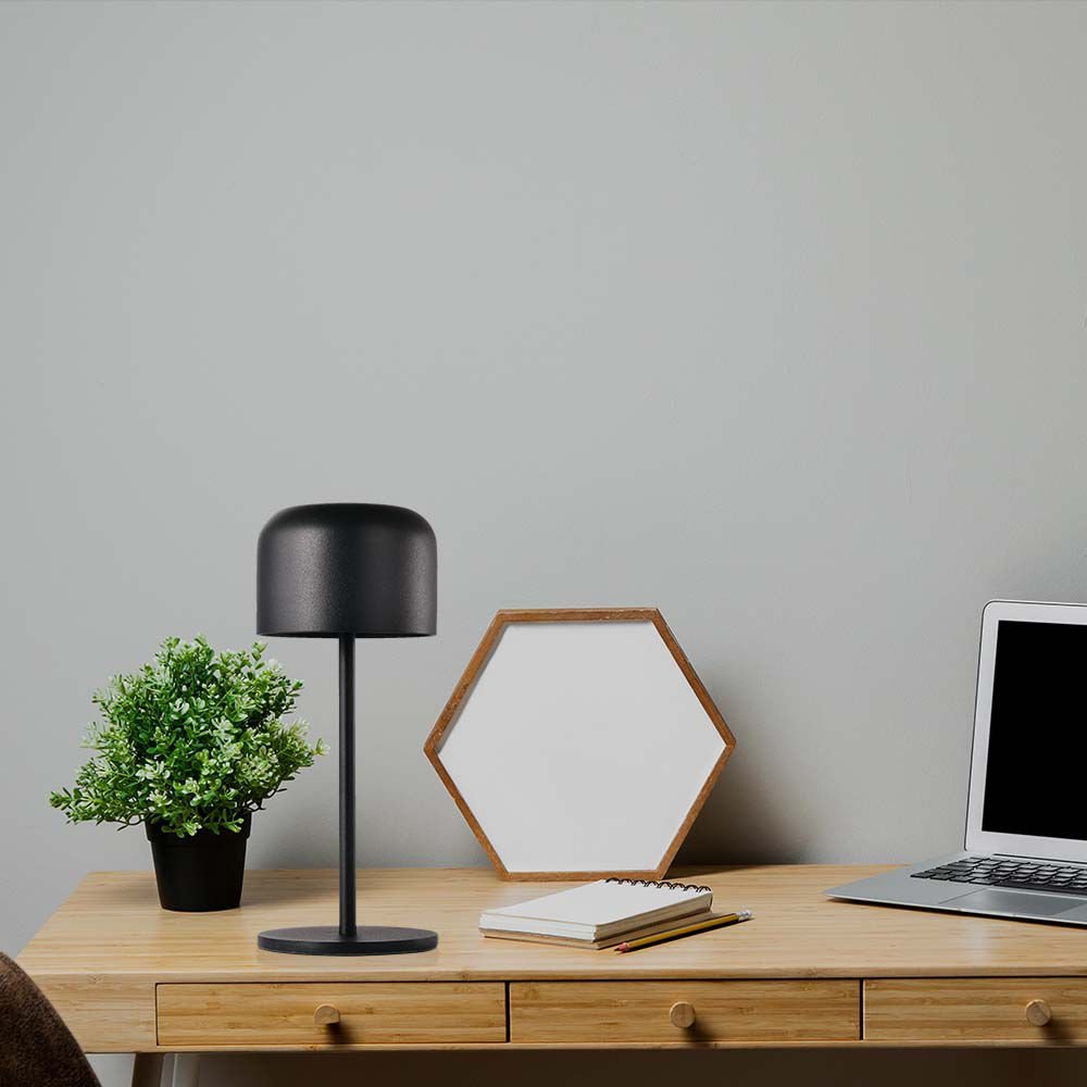 LED Lampă de Masă Baterie 2200mAH D86*H210mm Corp Negru IP54