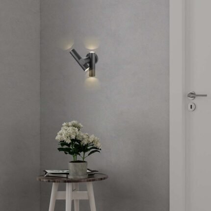 2×2.6W Lampă de Perete cu două Direcții 3000K Corp Negru IP44