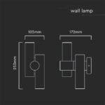 2×2.6W Lampă de Perete cu două Direcții 3000K Corp Negru IP44 - Image 4