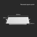 12W LED Cip SAMSUNG Panou LED Backlit Încastrat Pătrat 3000K - Image 2