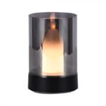 2W LED Lampă de Masă Lumânare 3000K Neagră + Sticlă Fumurie