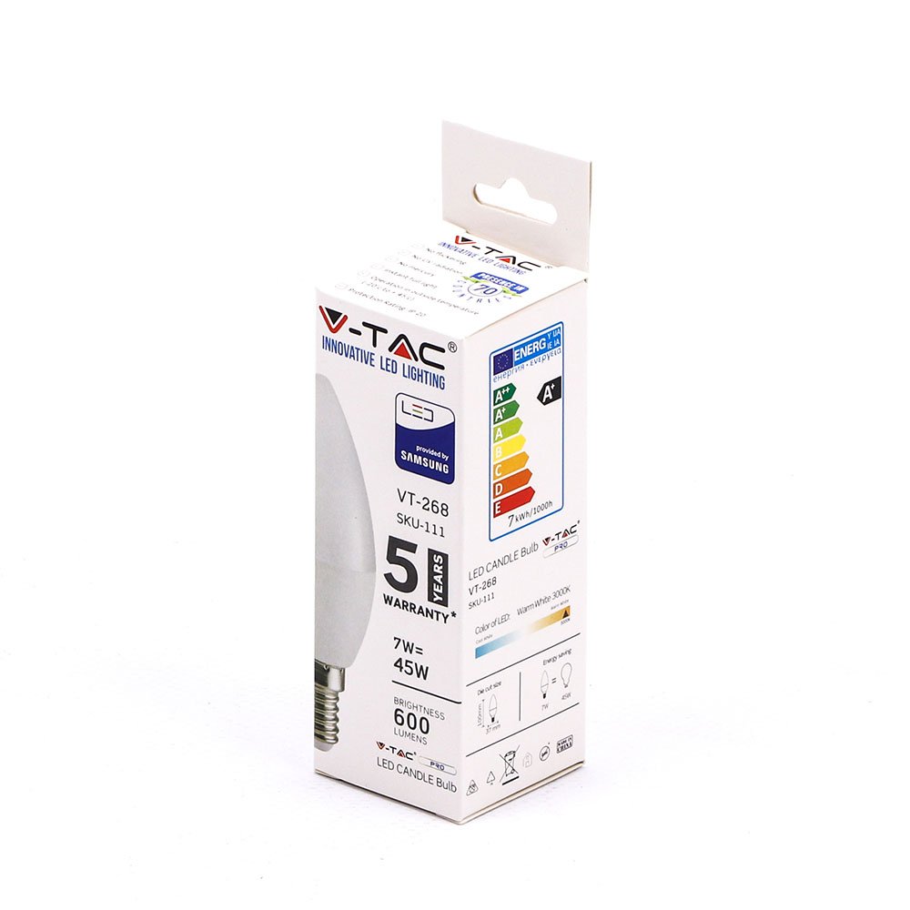 Bec LED Cip SAMSUNG 7W E14 Plastic Lumânare 3000K