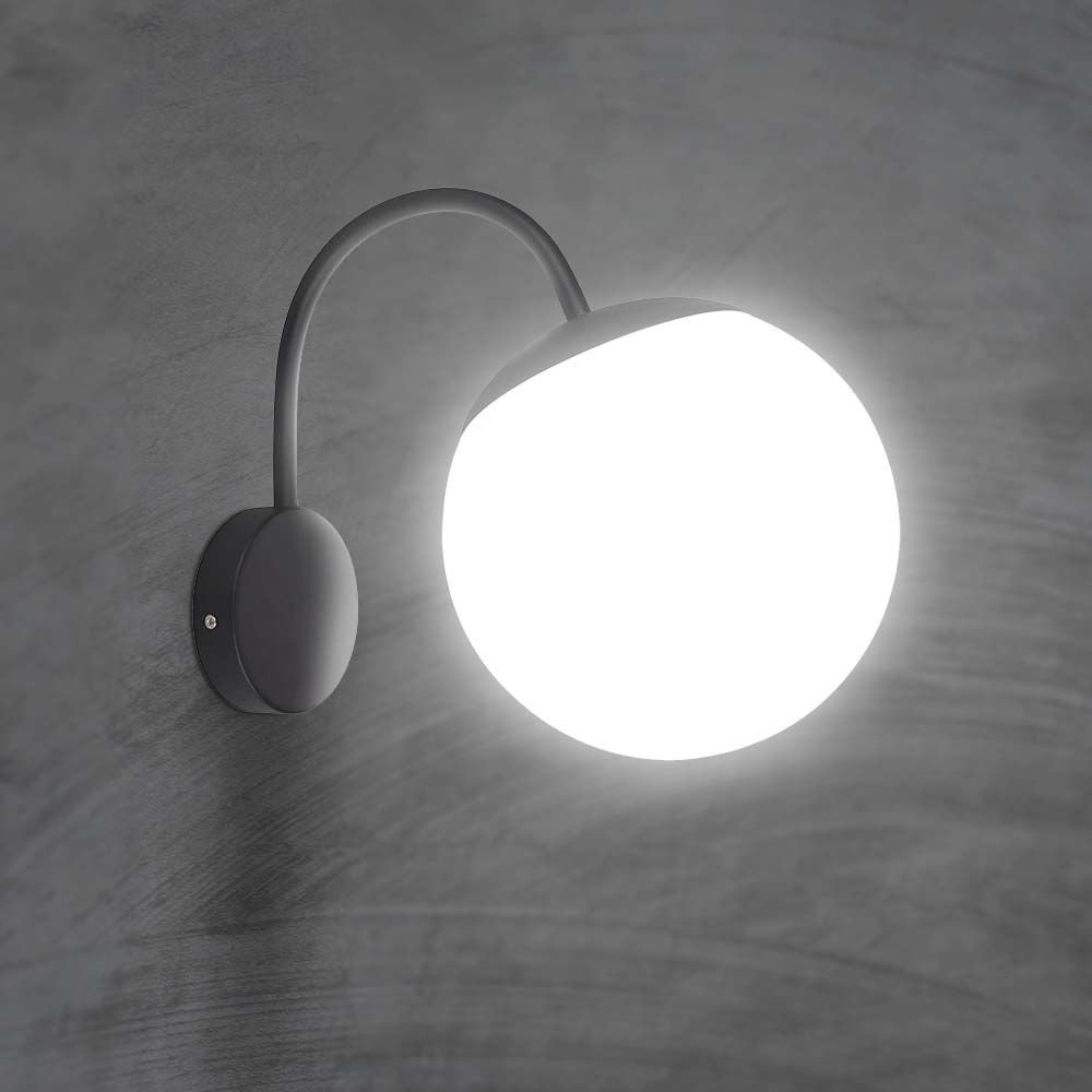 Lumină de Perete 1xE27 Negru Mat Plastic Opal Sus