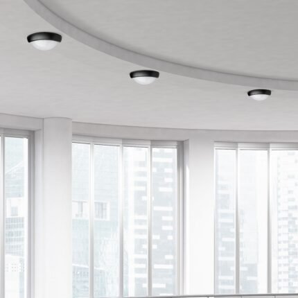 Lampă de iluminat plină pentru tavan de 12W LED Corp Negru IP65 alb cald