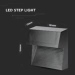 3W Lampă LED pentru trepte Corp Negru pătrat Alb natural - Image 2