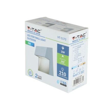 3W Lampă LED pentru trepte Corp Gri pătrat Alb natural
