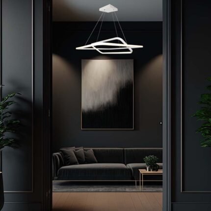 50W LED Designer Metal Light Suspendat 600 x 600 x 1200mm Alb 4000K Dimabil