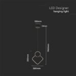 12W LED Designer Metal Hanging Lamp 280 x 1800mm Black Body 3000K - Image 3