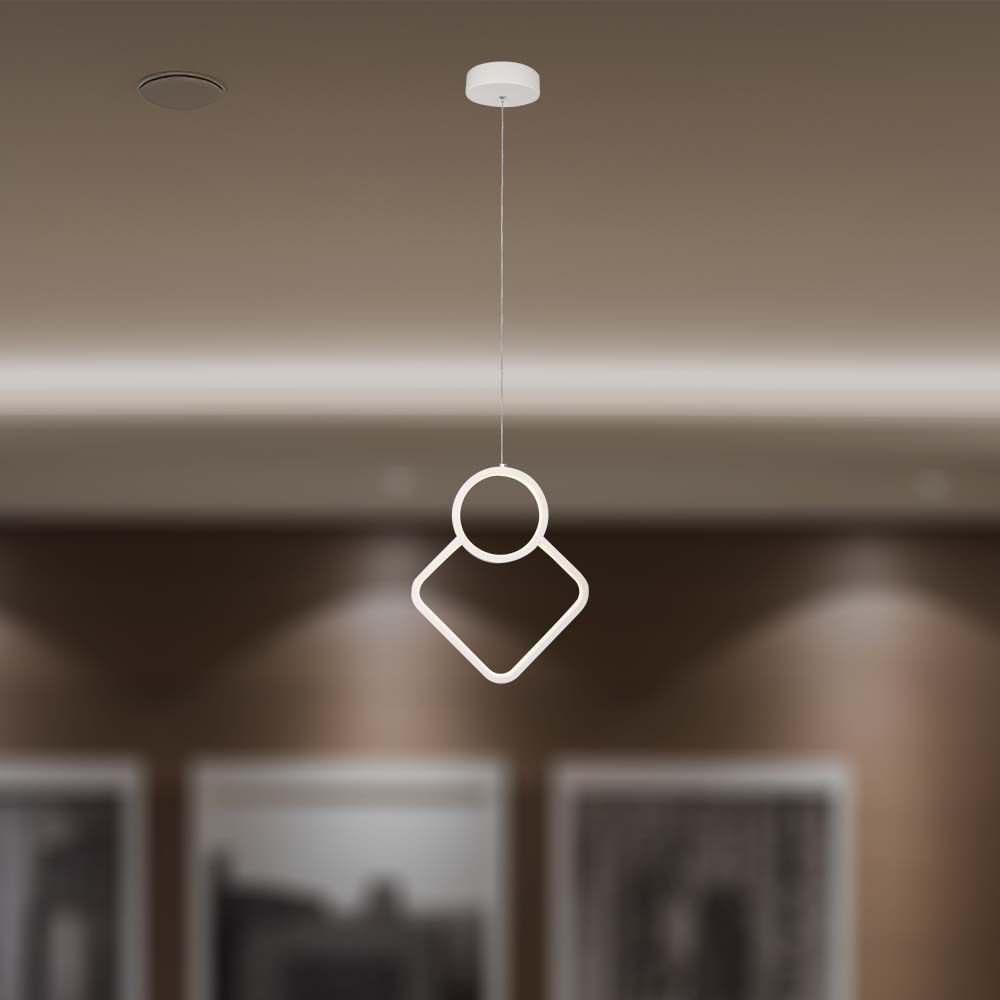 12W LED Designer Metal Hanging Lamp 280 x 1800mm White Body 3000K