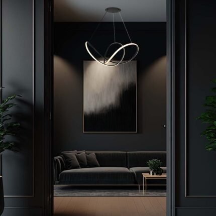 49W LED Lampă Suspendată Decorativă 70*20CM Corp Negru 3000K