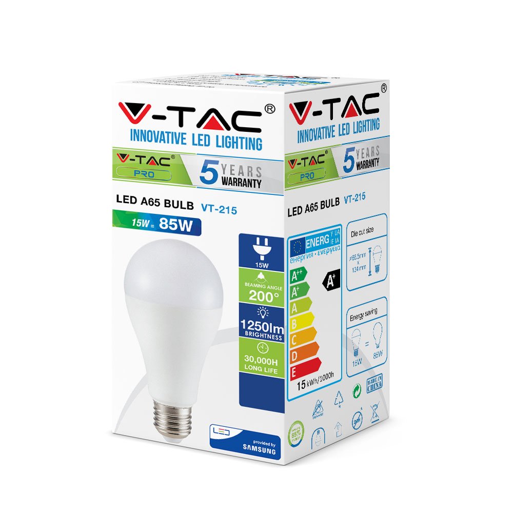 Bec LED Cip SAMSUNG 15W E27 A65 Plastic Alb cald