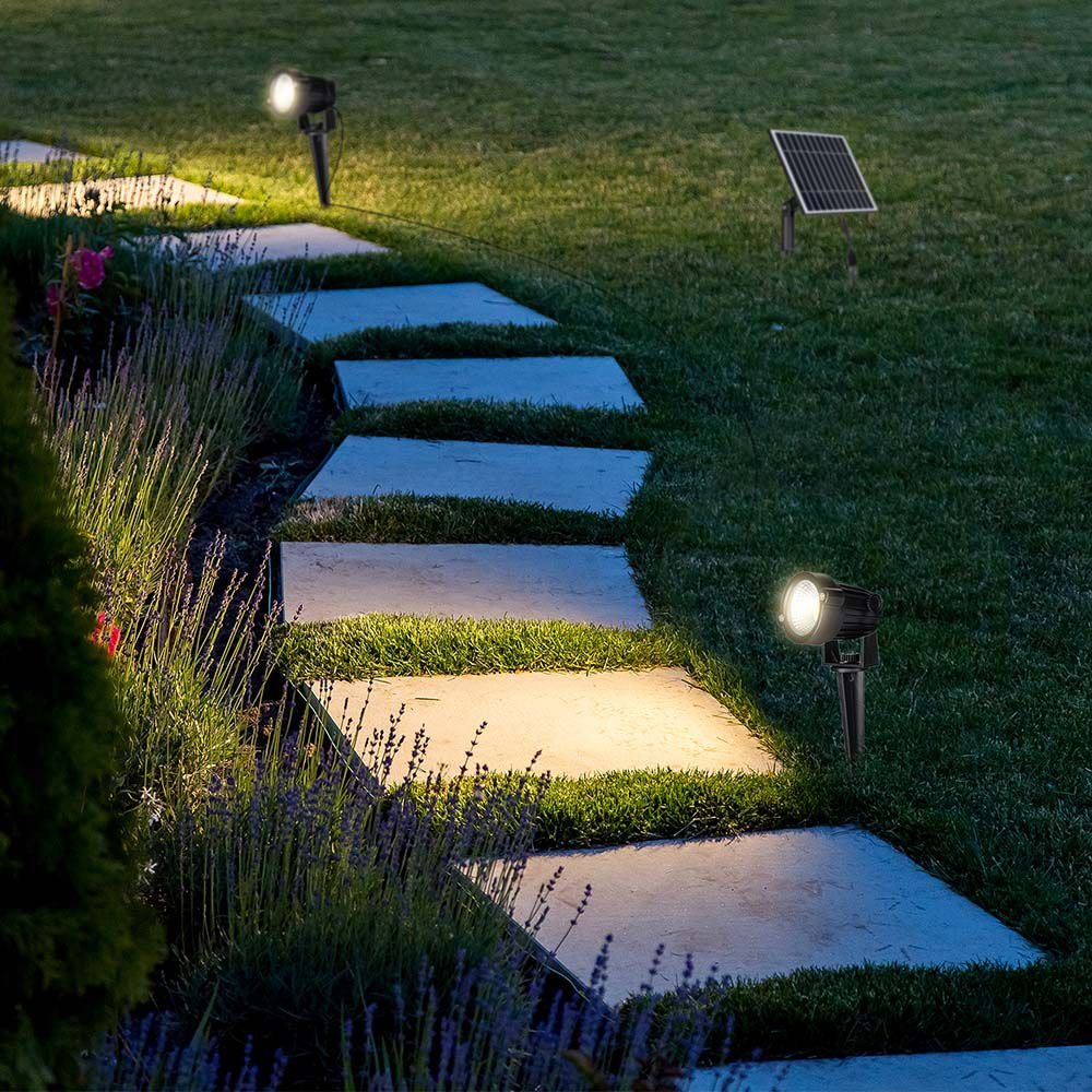 3*1.2W LED Solar Spike Corp Negru 3000K IP65