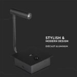 3W LED Lumină pentru Noptieră cu Întrerupător & Port USB Negru 3000K - Image 5