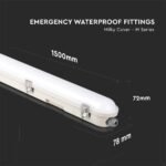Lampă LED Rezistentă la Apă Cip SAMSUNG M-Series 1500mm 48W 4000K Emergency Kit PC/PC SS Clip 120lm/W - Image 4