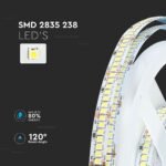 Bandă LED SMD2835 238 LEDs 24V IP20 3000K 135 lm/W 5M - Image 4