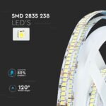 Bandă LED SMD2835 238 LEDs High Lumen 24V IP20 6400K 135 lm/W 5M - Image 4
