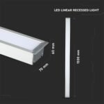 Lampă Lineară LED Cip SAMSUNG 40W Încastrat Corp Argintiu 4000K 1211x70x35mm - Image 4