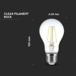 Bec LED 6W Filament E27 A60 Clear Cover 3000K - Image 3