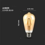 Bec LED 4W Filament E27 ST64 Amber Cover 2200K - Image 4