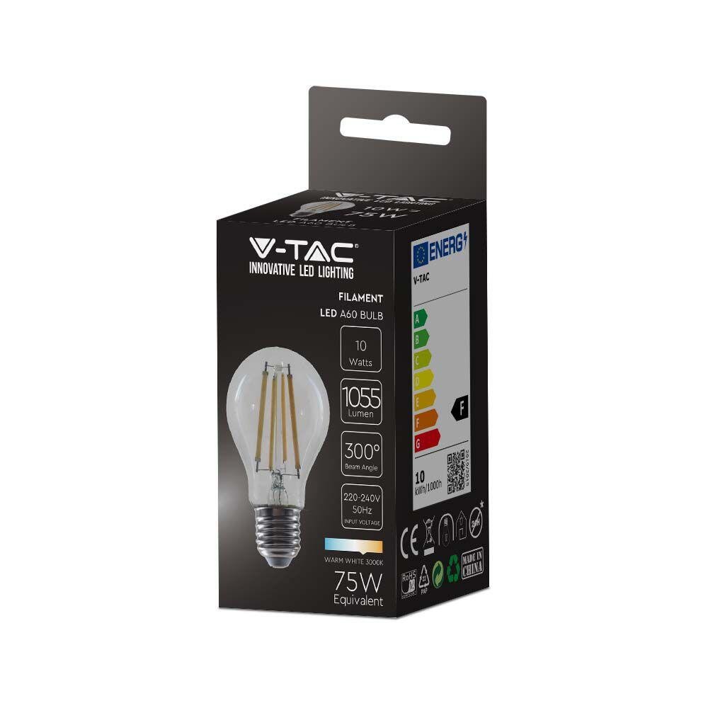 Bec LED 10W Filament E27 A60 Clear Cover 4000K