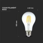 Bec LED 10W Filament E27 A60 Clear Cover 4000K - Image 2
