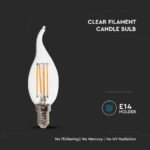 Bec LED 4W Filament E14 Clear Cover Lumâmare Flacără 6500K - Image 3