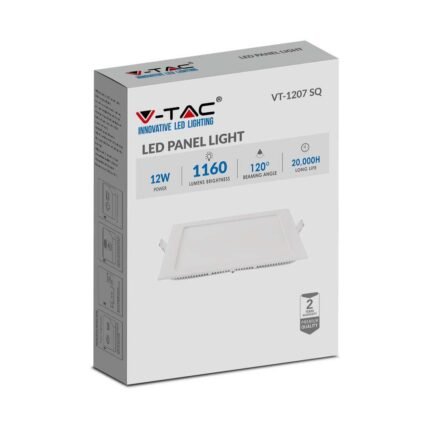 12W LED Panel Premium Downlight Pătrat 6400K          