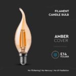 Bec LED 4W Filament E14 Amber Cover Lumâmare 2200K - Image 4