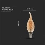 Bec LED 4W Filament E14 Amber Cover Lumâmare 2200K - Image 3