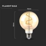 Bec LED 4W Filament  E27 G95 Amber 2200K - Image 3