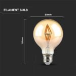Bec LED 4W Filament E27 G80 Amber Cover 1800K - Image 3