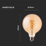 Bec LED 5W Filament E27 G95 Amber 1800K - Image 3