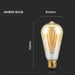 Bec LED 4.8W Filament E27 ST64 Amber Cover Lung 1800K - Image 3