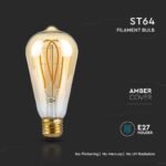 Bec LED 4.8W Filament E27 ST64 Amber Cover Lung 1800K - Image 4
