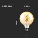 Bec LED 6W Filament E27 G125 Amber 1800K - Image 3