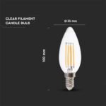 Bec LED 6W Filament E14 Clar Lumânare 3000K - Image 3