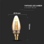 Bec LED 2W Filament E14 Amber Art Lumânare 1800K - Image 3