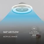 45W Lumină pentru Plafon cu Ventilator Control prin RF 3in1 Albastru - Image 5