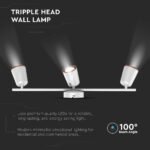 18W LED Lampă de Perete Trei Direcții 4000K Alb - Image 3