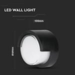 12W LED Lumină de Perete Sami-Frame Negru Rotund IP65 3000K - Image 4