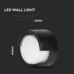 7W LED Lumină de Perete Ramă Parțială Negru Rotund 3000K - Image 4
