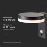 5.5W LED Solar Lumină de Peret SMD With Cu Senzor Rotundă IP44 3000K - Image 5