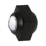 2W LED Lumină de Perete Sus Jos 3000K Corp Negru IP54