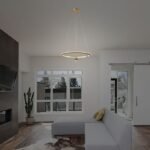 45W LED Pendul Suspendat D600*1500mm 3000K Dimabil Auriu - Image 2