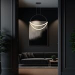 16W LED Pendul Suspendat cu 1.5m de Cablu 600mm 3000K Corp Negru - Image 2