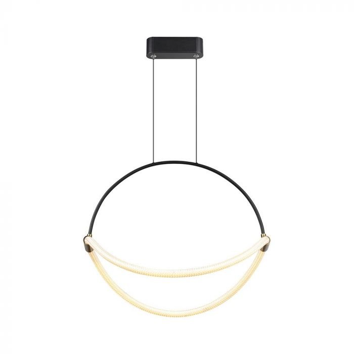 16W LED Pendul Suspendat cu 1.5m de Cablu 600mm 3000K Corp Negru