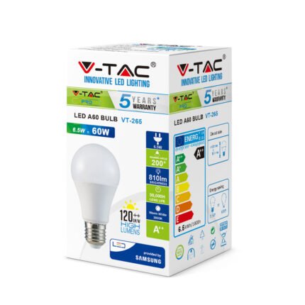 Bec LED Cip SAMSUNG 6.5W E27 A++ A60 Plastic 6400K